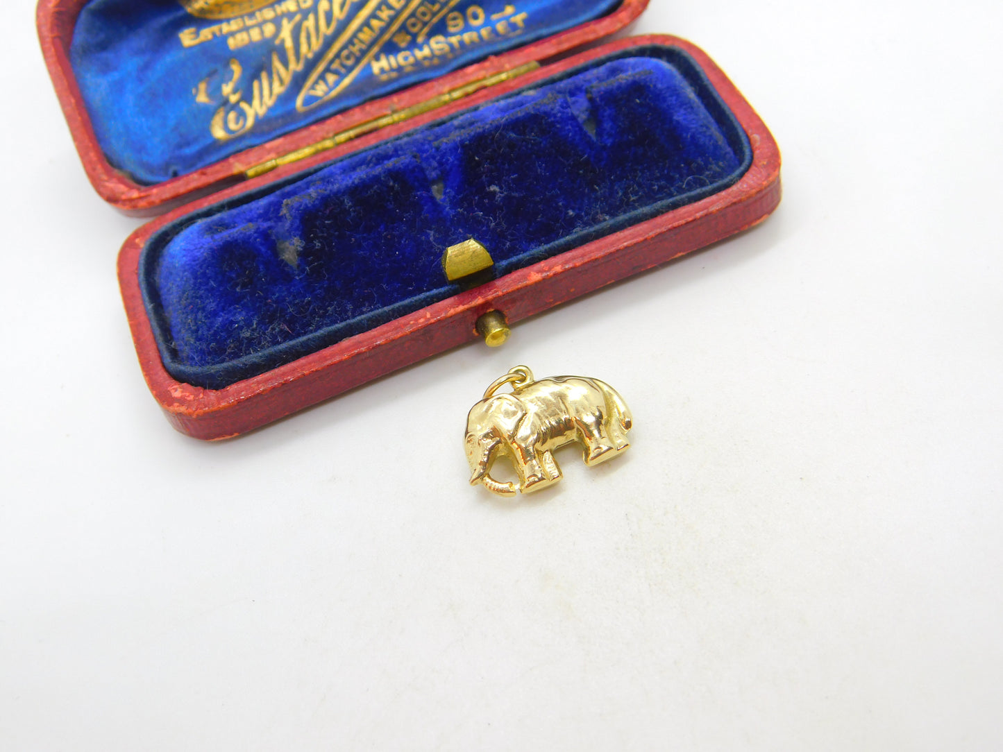 9ct Yellow Gold Walking Elephant Charm Pendant 1973 Birmingham Vintage