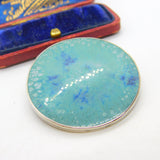 Arts & Crafts Sterling Silver Mounted Ruskin Blue Pottery Brooch c1900 Victorian