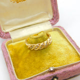 9ct Yellow Gold & Diamond Set Wave Pattern Band Ring Vintage 2000 London