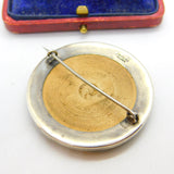 Arts & Crafts Sterling Silver Mounted Ruskin Blue Pottery Brooch c1900 Victorian