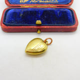 15ct Yellow Gold Cased Puffy Heart Charm or Pendant Antique c1930 Art Deco