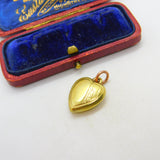 15ct Yellow Gold Cased Puffy Heart Charm or Pendant Antique c1930 Art Deco