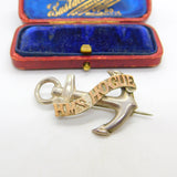 WW1 9ct Gold & Sterling Silver HMS Hogue Sunk Sept. 1914 Anchor Brooch Pin