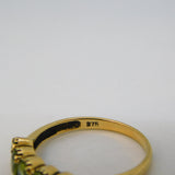 9ct Yellow Gold Graduating Five-Stone Peridot Band Ring Vintage c1970