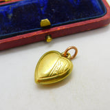 15ct Yellow Gold Cased Puffy Heart Charm or Pendant Antique c1930 Art Deco