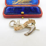 WW1 9ct Gold & Sterling Silver HMS Hogue Sunk Sept. 1914 Anchor Brooch Pin