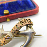 WW1 9ct Gold & Sterling Silver HMS Hogue Sunk Sept. 1914 Anchor Brooch Pin