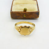 9ct Yellow Gold Shield Form Blank Signet Ring Vintage 1960 Birmingham