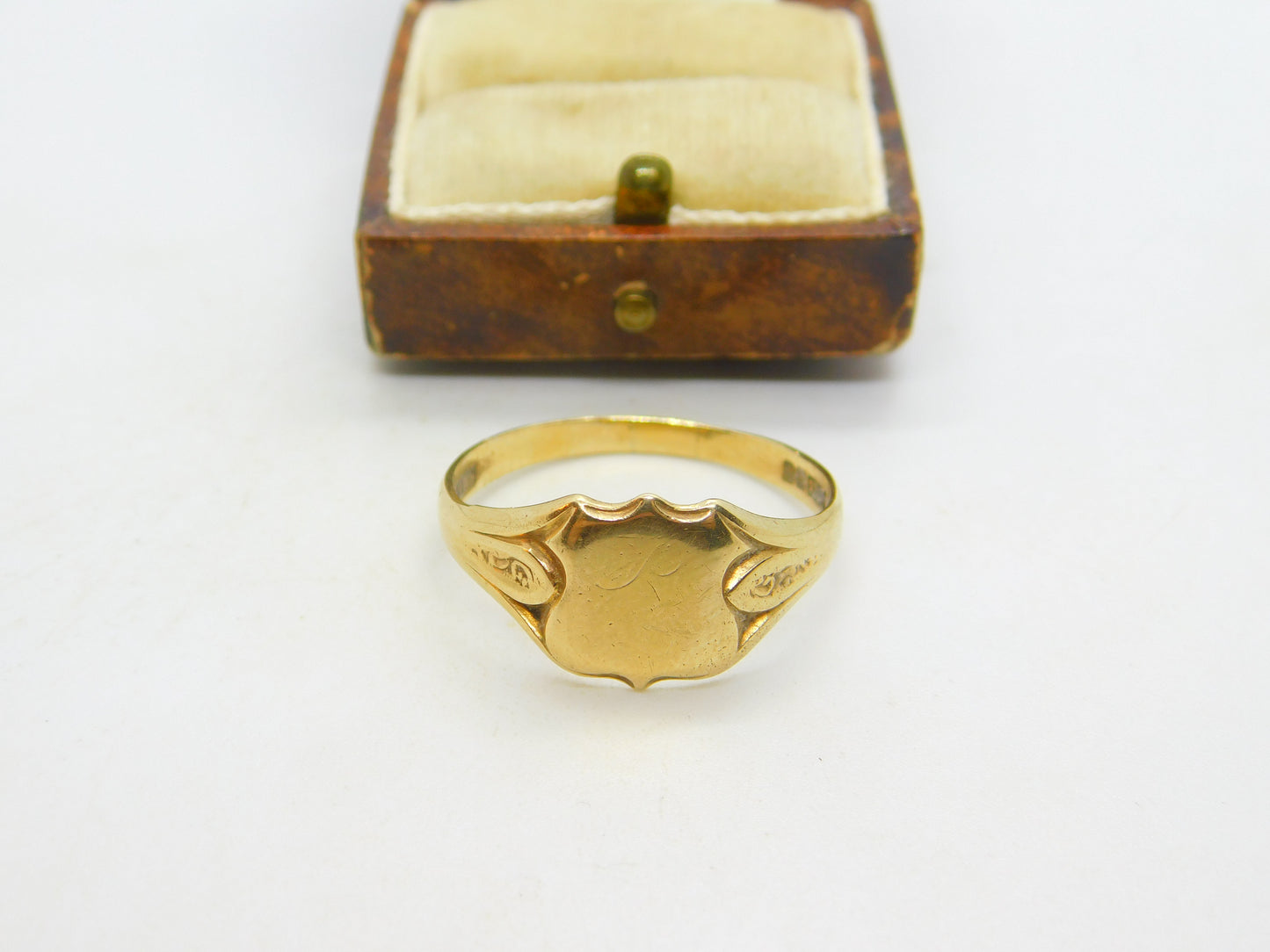 9ct Yellow Gold Shield Form Blank Signet Ring Vintage 1960 Birmingham