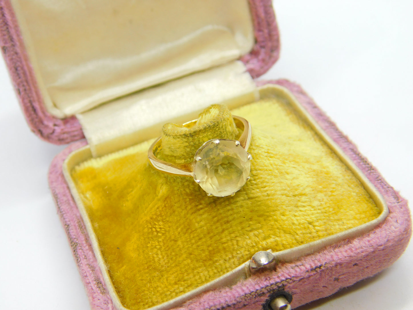 9ct Yellow Gold & Citrine Set Solitaire Ring Vintage c1970 Sheffield