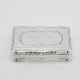 Victorian Sterling Silver Floral Pattern Snuff Box Antique 1860 Birmingham