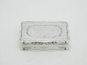 Victorian Sterling Silver Floral Pattern Snuff Box Antique 1860 Birmingham