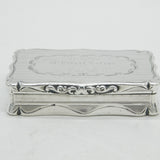 Victorian Sterling Silver Floral Pattern Snuff Box Antique 1860 Birmingham