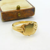 9ct Yellow Gold Shield Form Blank Signet Ring Vintage 1960 Birmingham