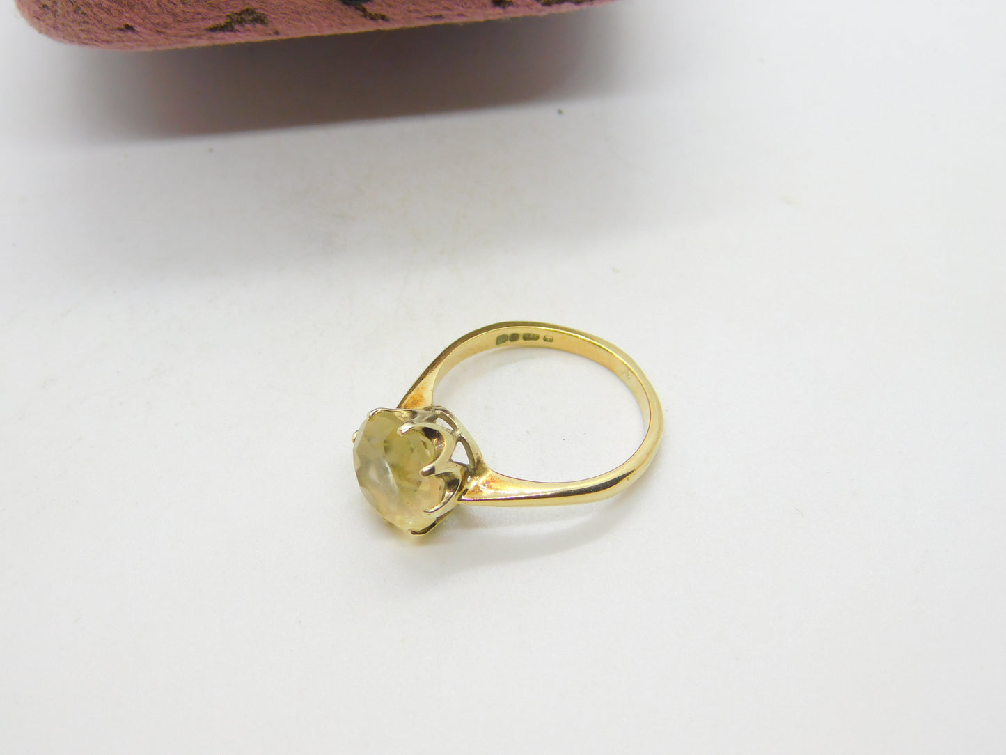 9ct Yellow Gold & Citrine Set Solitaire Ring Vintage c1970 Sheffield