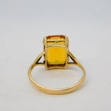9ct Yellow Gold Emerald Cut Citrine Cocktail Ring Antique c1930 Art Deco