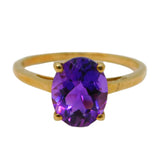 10ct Yellow Gold & Purple Amethyst Dress Ring Vintage c1970