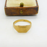 9ct Yellow Gold Shield Form Blank Signet Ring Vintage 1960 Birmingham