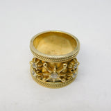 Studio Jewellery Sterling Silver Gilt & Spinel Set Star Form Statement Ring Vintage c1980