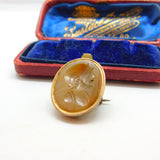 Georgian Rolled Gold & Carved Agate Intaglio Seal of Soldier Brooch Antique 1800