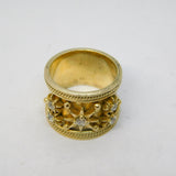 Studio Jewellery Sterling Silver Gilt & Spinel Set Star Form Statement Ring Vintage c1980