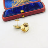 Pair of 9ct Yellow Gold & Cabochon Turquoise Set Stud Earrings 1963 Vintage