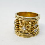 Studio Jewellery Sterling Silver Gilt & Spinel Set Star Form Statement Ring Vintage c1980