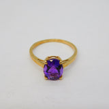 10ct Yellow Gold & Purple Amethyst Dress Ring Vintage c1970