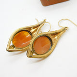 Day & Night Shell Cameo Pinchbeck Dangling Ear Pendant Earrings Antique c1860