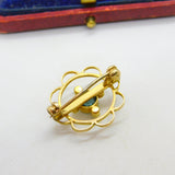 Edwardian 15ct Gold, Topaz & Seed Pearl Floral Sweetheart Brooch c1910 Antique