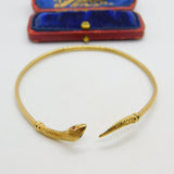 9ct Yellow Gold Ruby Eye Serpent Snake Bangle Bracelet Antique c1920 Art Deco
