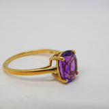 10ct Yellow Gold & Purple Amethyst Dress Ring Vintage c1970
