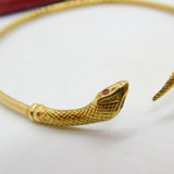 9ct Yellow Gold Ruby Eye Serpent Snake Bangle Bracelet Antique c1920 Art Deco