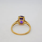 10ct Yellow Gold & Purple Amethyst Dress Ring Vintage c1970