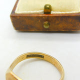 9ct Yellow & Diamond Gold Rising Sun Signet Ring Vintage 1971 Birmingham