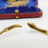 9ct Yellow Gold Ruby Eye Serpent Snake Bangle Bracelet Antique c1920 Art Deco