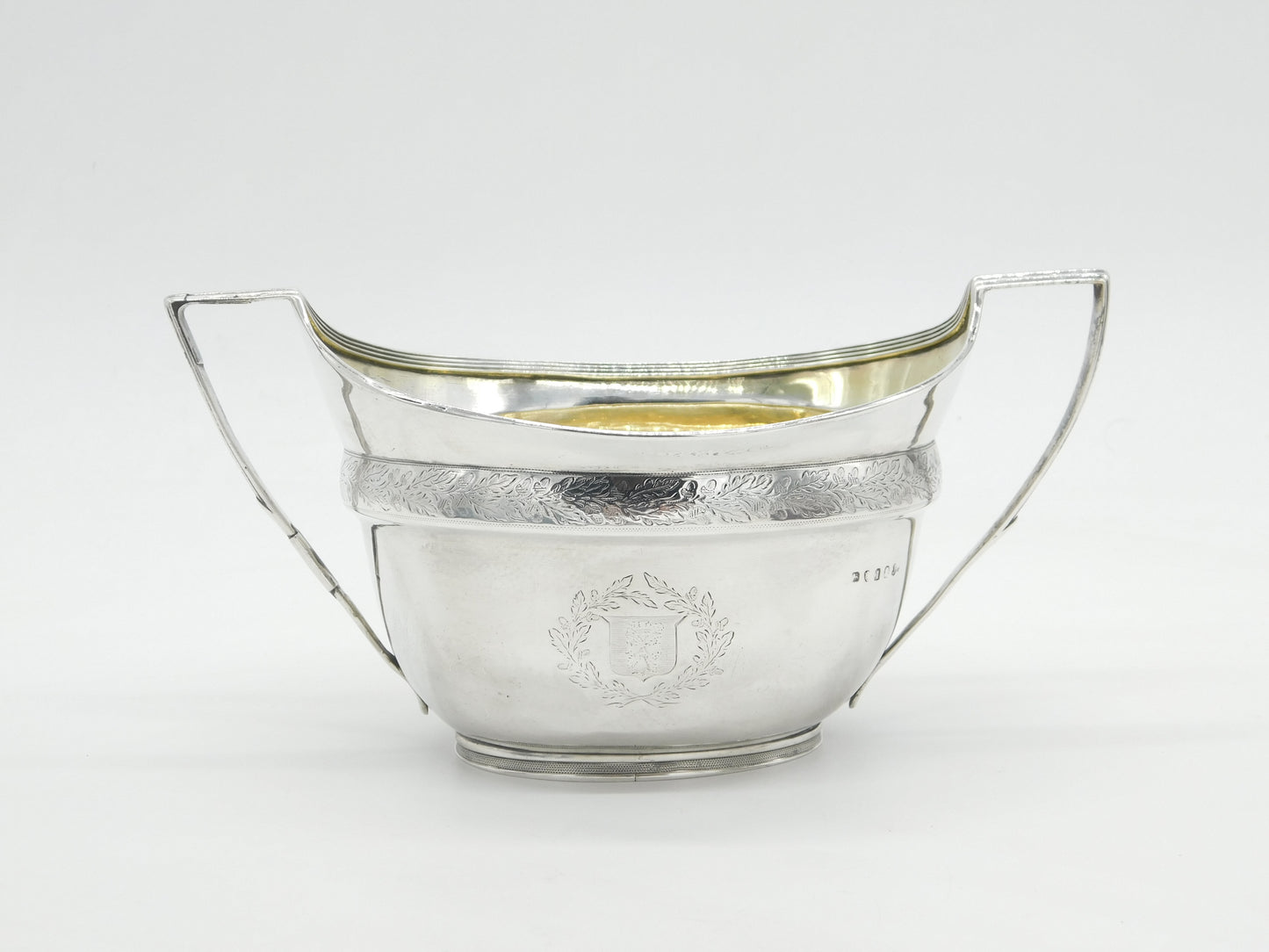 George III Sterling Silver Crested Sugar Bowl Antique 1804 London John Emes