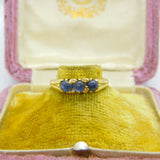 18ct Yellow Gold Cabochon Sapphire Set Band Ring Antique c1920 Art Deco