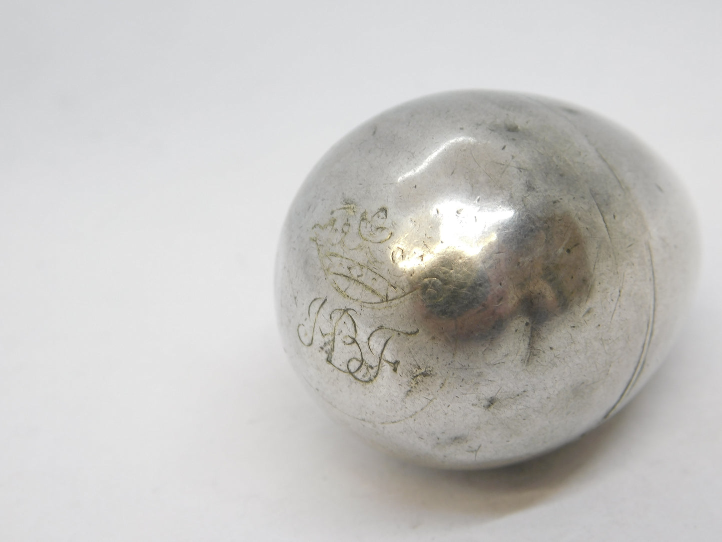 George III Sterling Silver Crested Egg Form Piercing Pot Antique c1790