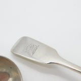 Irish Victorian Sterling Silver Pair of Fiddle Thread Crested Ladles 1851 Dublin