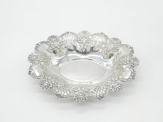 Edwardian Sterling Silver Floral Pattern Fruit Dish 1902 Sheffield Mappin & Webb