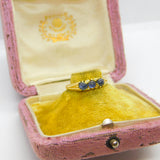 18ct Yellow Gold Cabochon Sapphire Set Band Ring Antique c1920 Art Deco