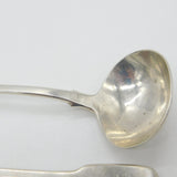 Irish Victorian Sterling Silver Pair of Fiddle Thread Crested Ladles 1851 Dublin