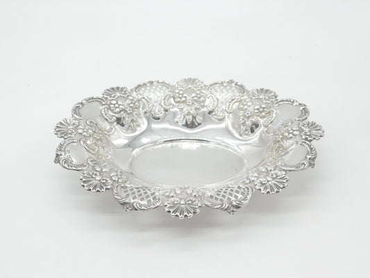 Edwardian Sterling Silver Floral Pattern Fruit Dish 1902 Sheffield Mappin & Webb