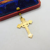 Edwardian 9ct Rose Gold Celtic Cross Pendant Floral Patterns c1910 Antique
