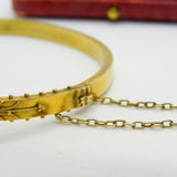 Victorian Etruscan Style 15ct Yellow Gold Seed Pearl Bangle Bracelet c1860