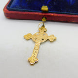 Edwardian 9ct Rose Gold Celtic Cross Pendant Floral Patterns c1910 Antique