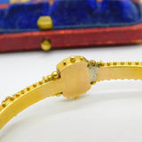 Victorian Etruscan Style 15ct Yellow Gold Seed Pearl Bangle Bracelet c1860