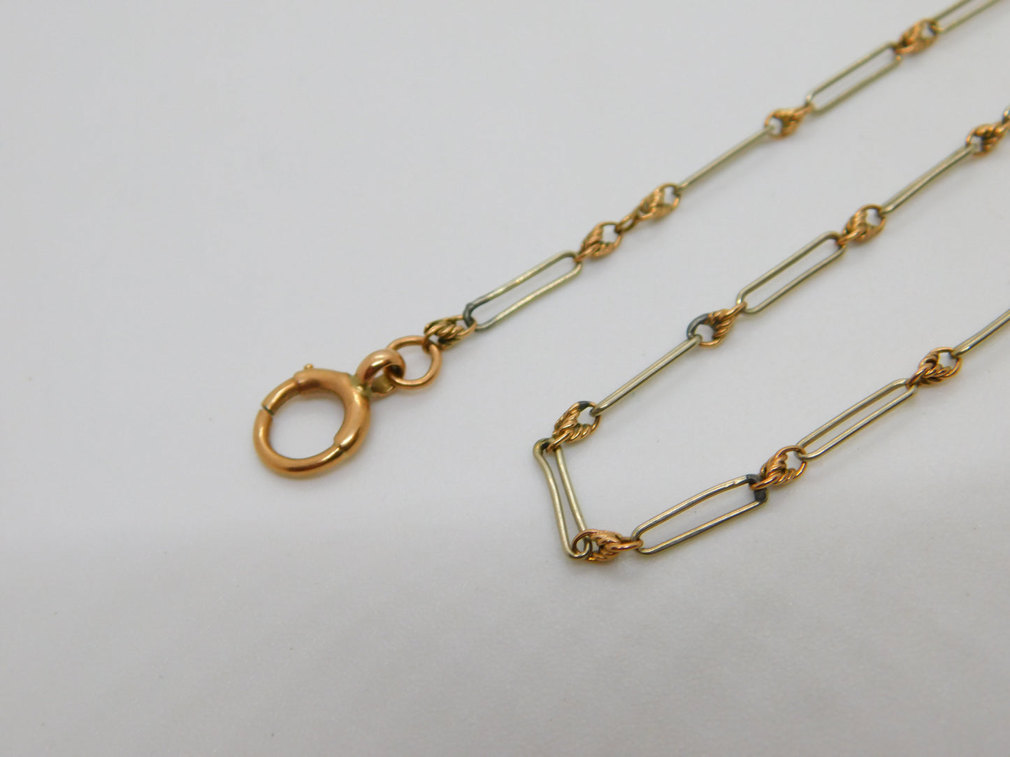 9ct Gold Albert Watch Chain Trombone Link 34.0cm 13.3" Antique Victorian