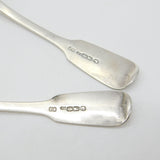 Irish Victorian Sterling Silver Pair of Fiddle Thread Crested Ladles 1851 Dublin